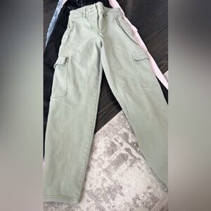 Aritzia Sage Green Straight-Leg Cargo Jeans